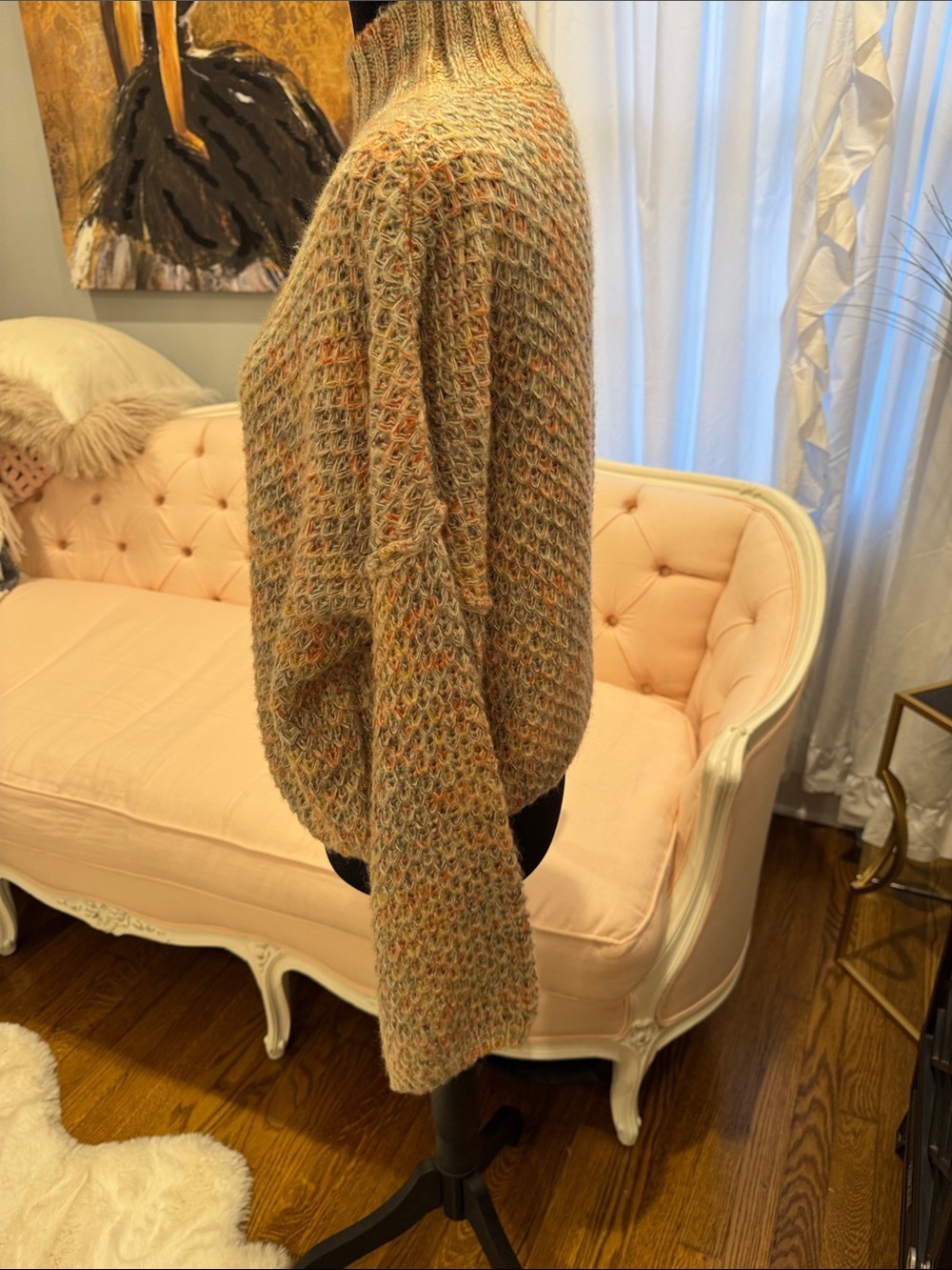 Neutral Multicolor Ribbed Turtleneck Sweater - Women - Picture 3 of 7